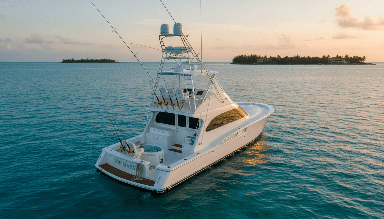 Bateau de pêche de luxe sur les eaux turquoise de la République Dominicaine
