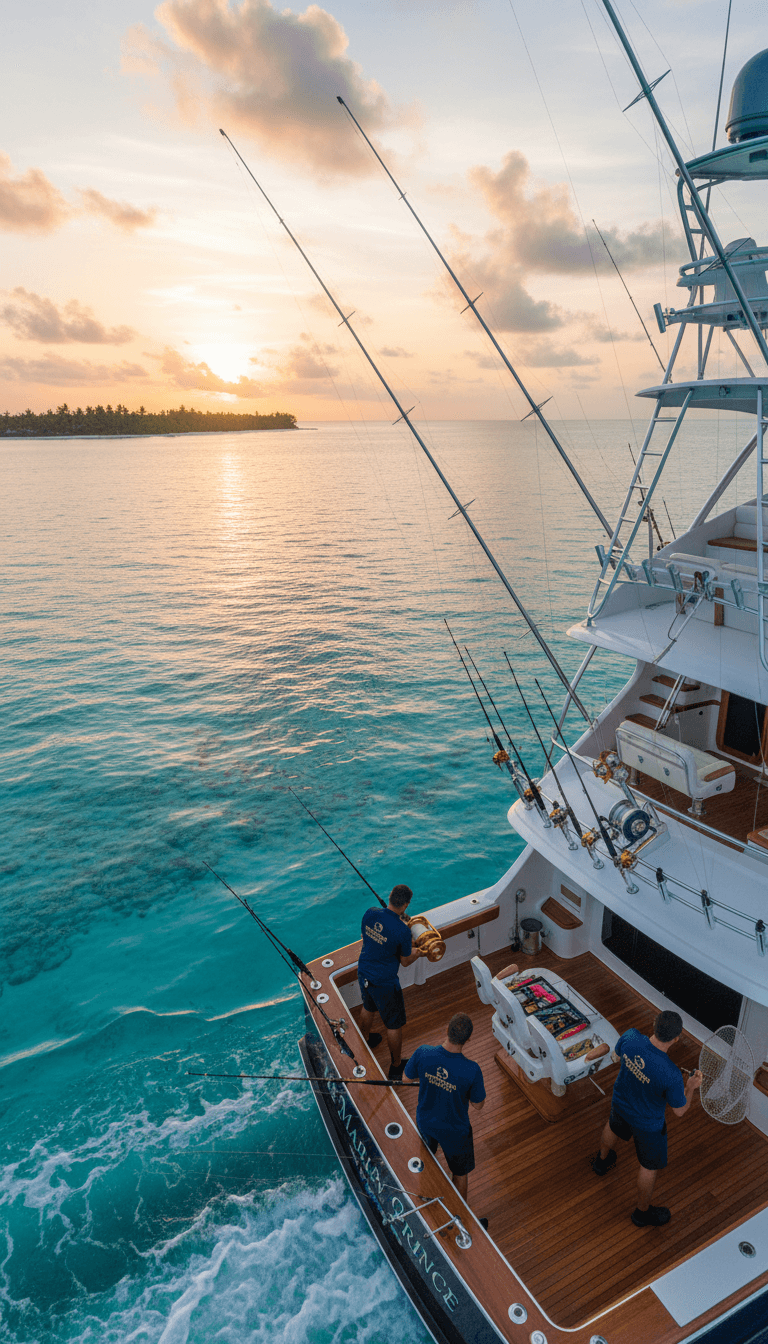 Bateau de pêche de luxe à La Grande Touche prêt pour une expédition